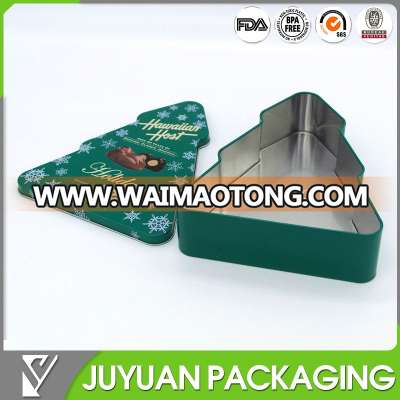 Christmas tree shaped metal chocolate packaging tin box factory