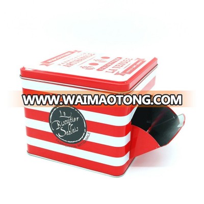 Top grade custom design printed square metal tin box with lid