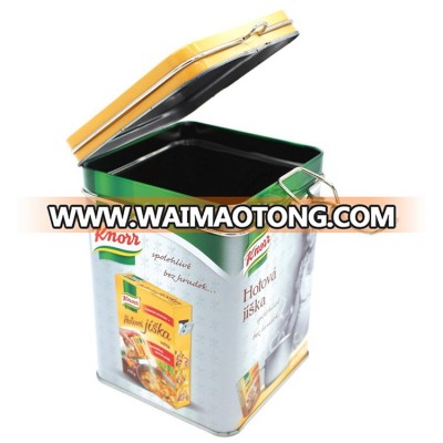 food safe empty metal tin can container with metal lock closing