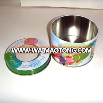 Dia95*60mm round metal tin can with pvc window