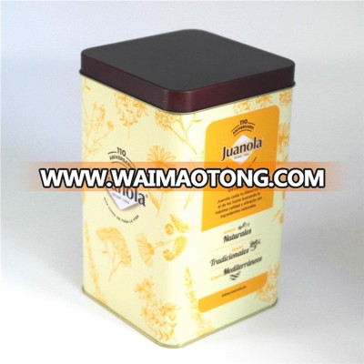 Square coffee gift storage packaging metal tin box for sale