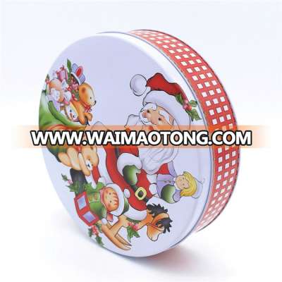 Santa Claus designed Christmas Tins with Round tin box shape