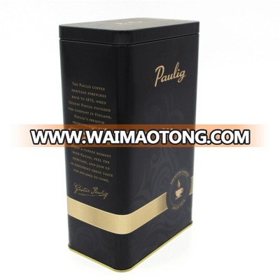 black matte colored rectangular coffee tin box wholesale