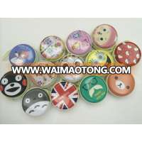 Portable 3d design cute round tin change earphone cables packaging boxes with zipper,